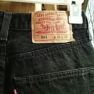 Levi 501 black jeans 26×32